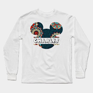 Charles Name With Seamless Pattern Long Sleeve T-Shirt